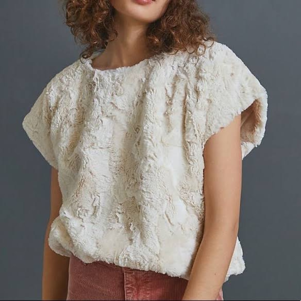 Anthropologie Leifsdottir Cream Textured Top